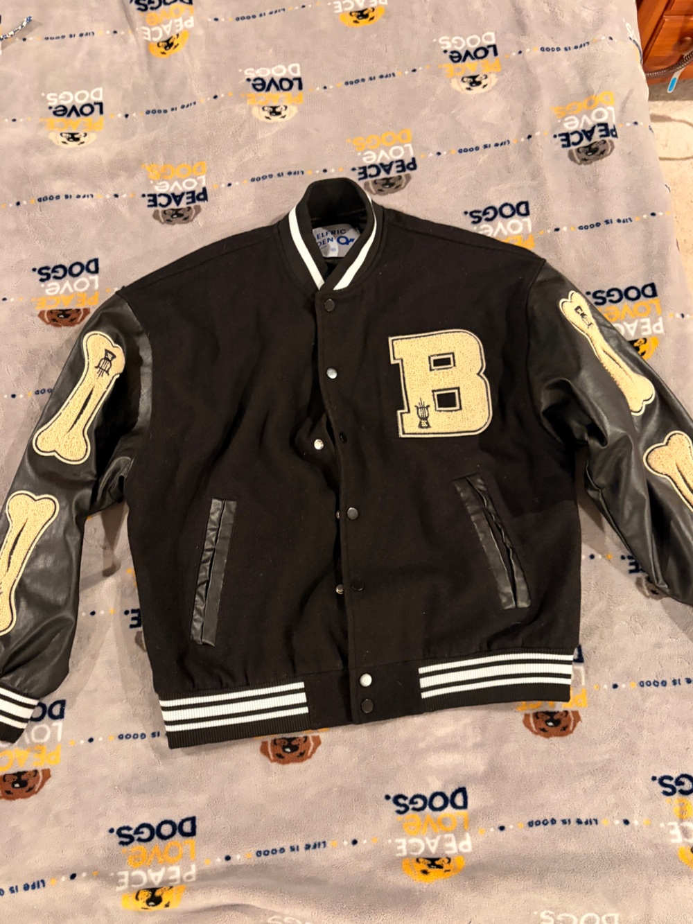 Aelfric Eden Black & Cream Varsity Bomber Jacket